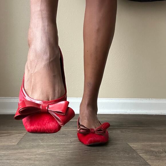 Lola Cruz Red Square Toe Bow Ballet Flats EU Size 39 US Size 8.5 - Picture 8 of 11